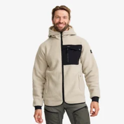 Sherpa Hoodie Herren Beige Khaki