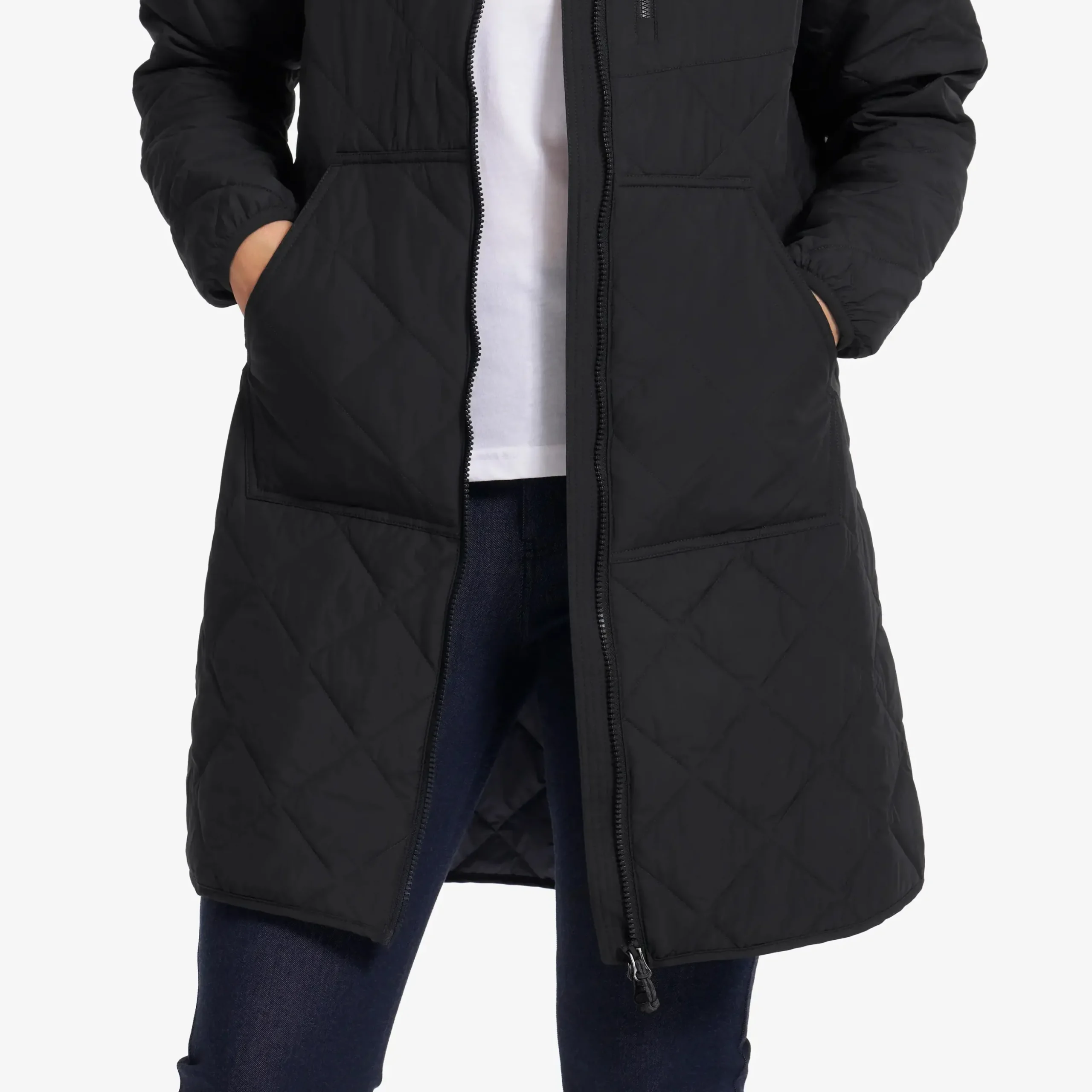 Tapa Long Quilt Jacket Damen Black