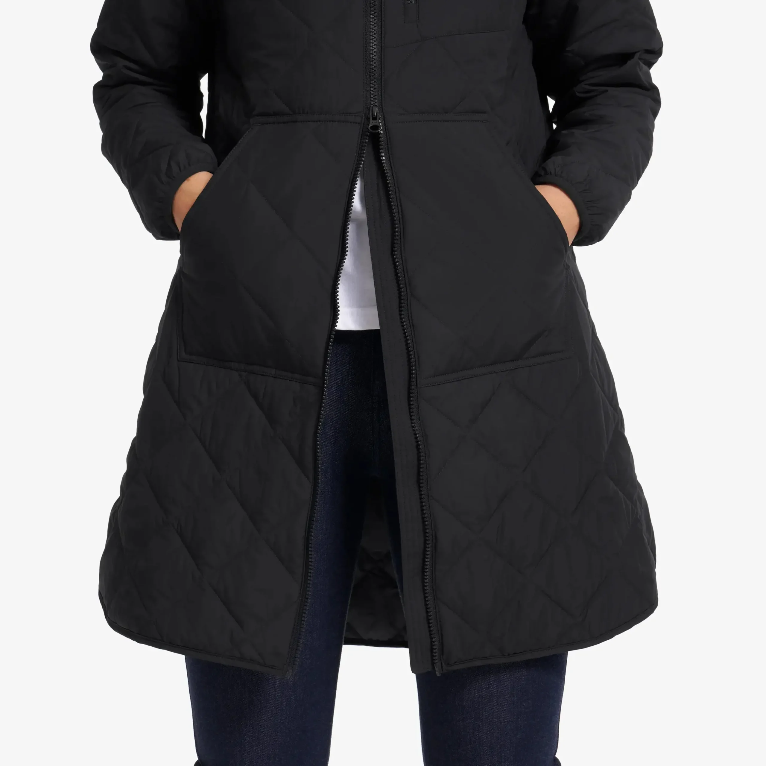 Tapa Long Quilt Jacket Damen Black