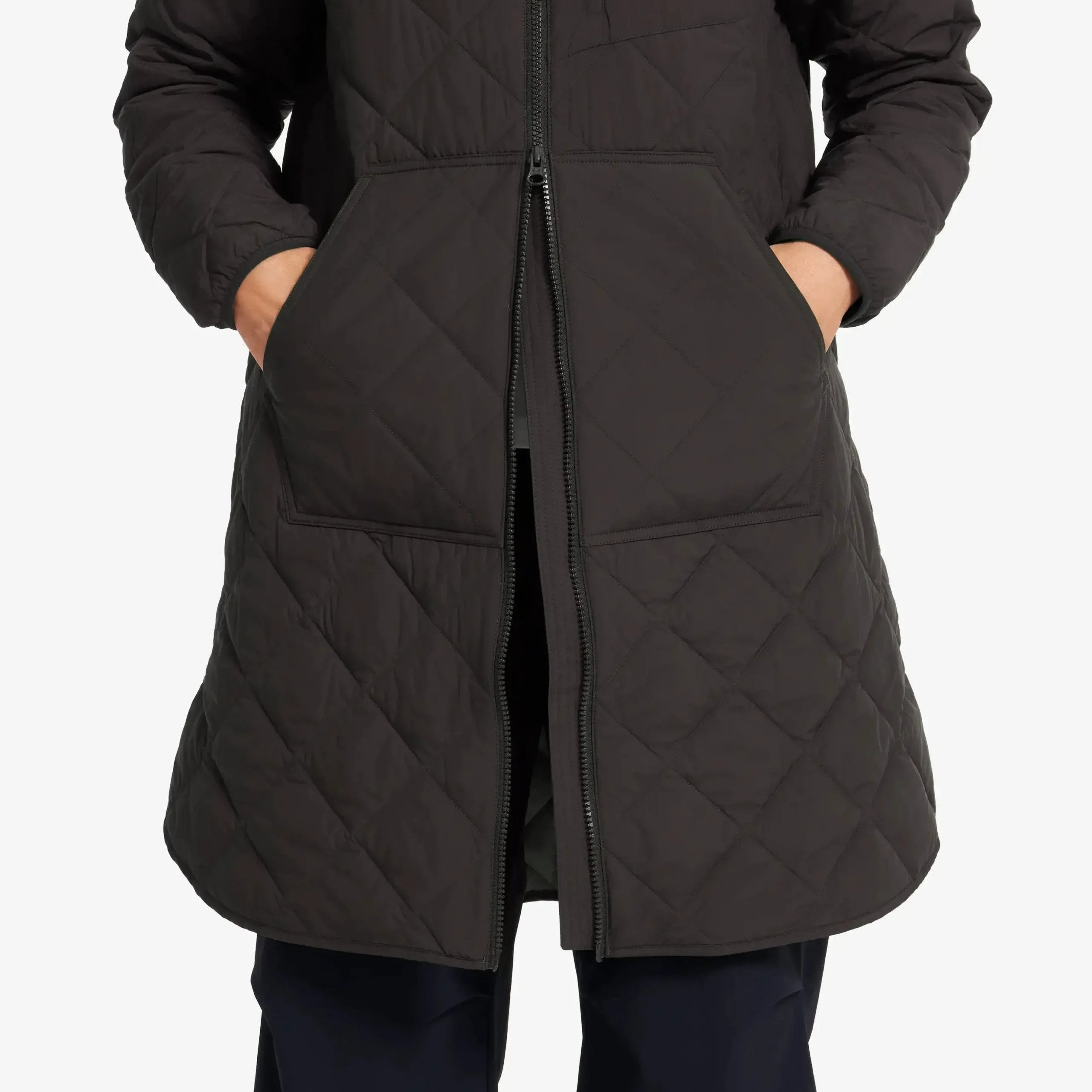 Tapa Long Quilt Jacket Damen Espresso