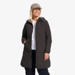 Tapa Long Quilt Jacket Damen Espresso