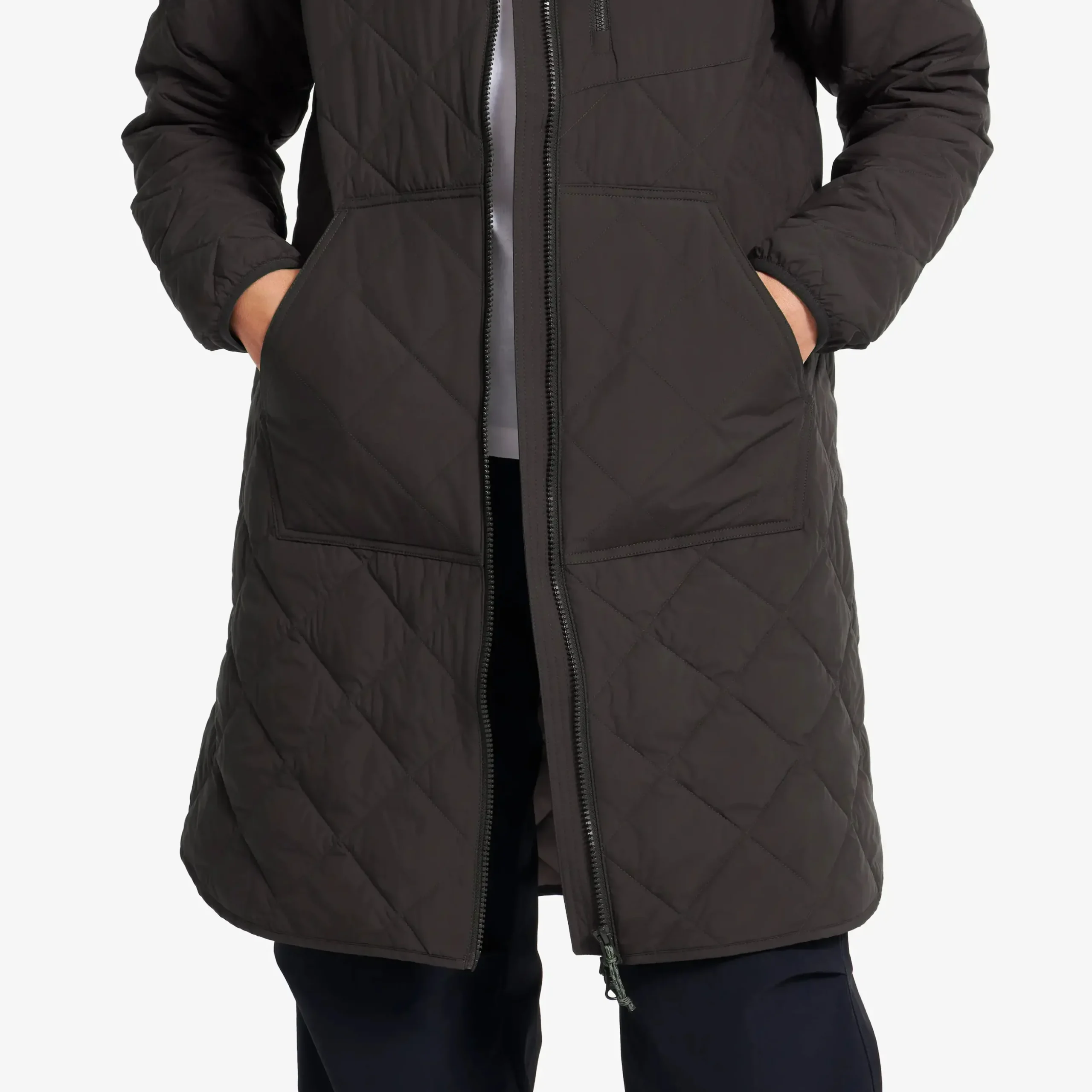 Tapa Long Quilt Jacket Damen Espresso