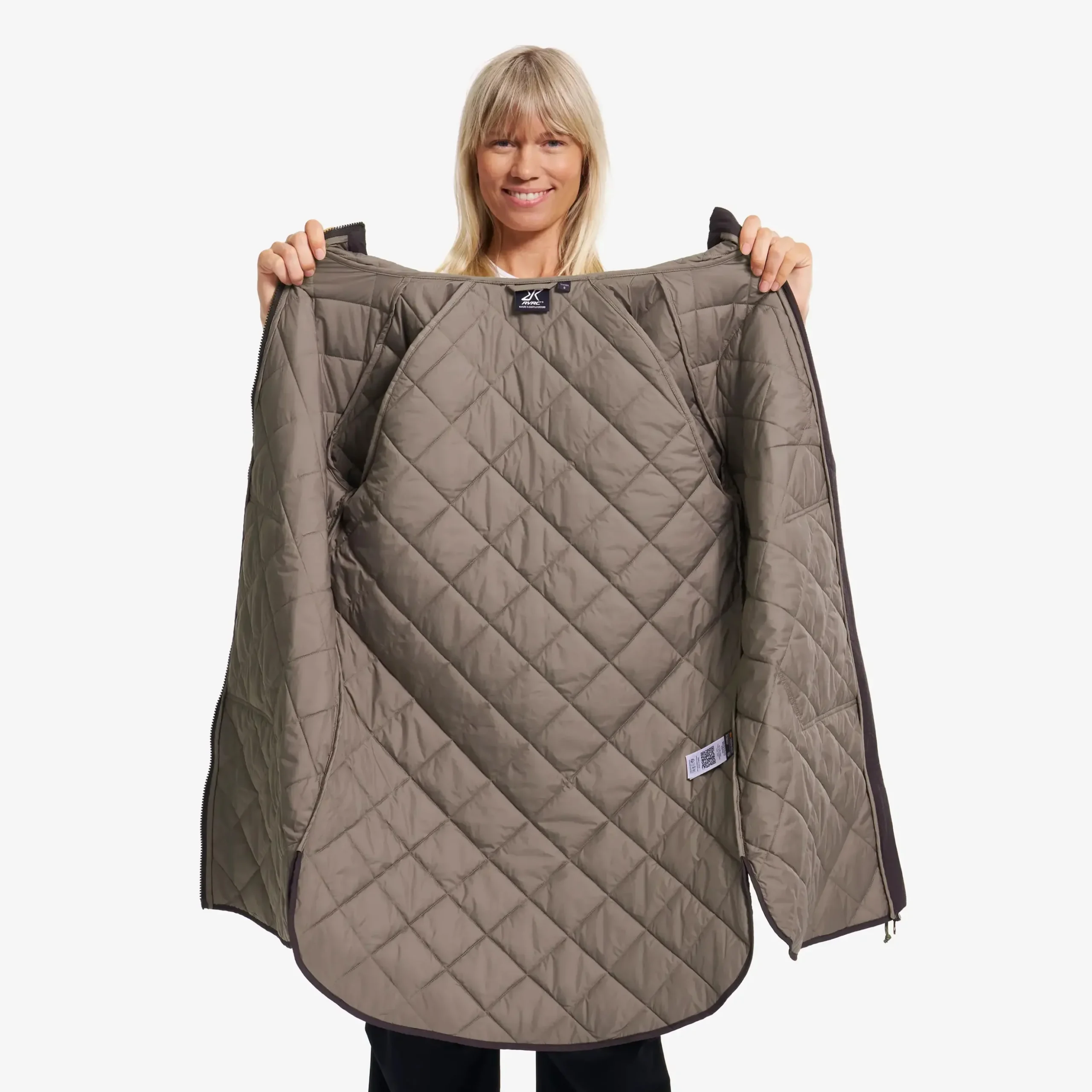 Tapa Long Quilt Jacket Damen Espresso