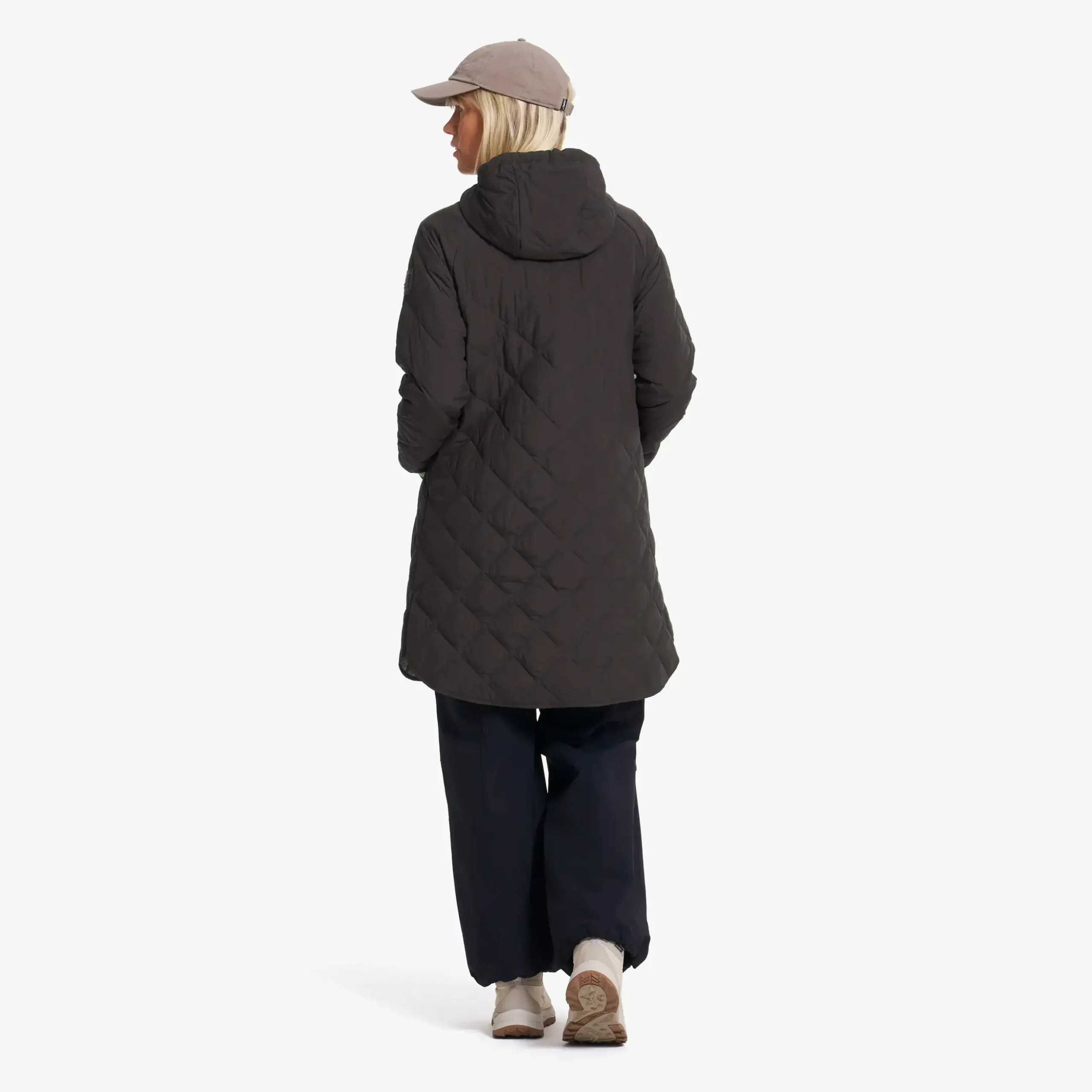 Tapa Long Quilt Jacket Damen Espresso
