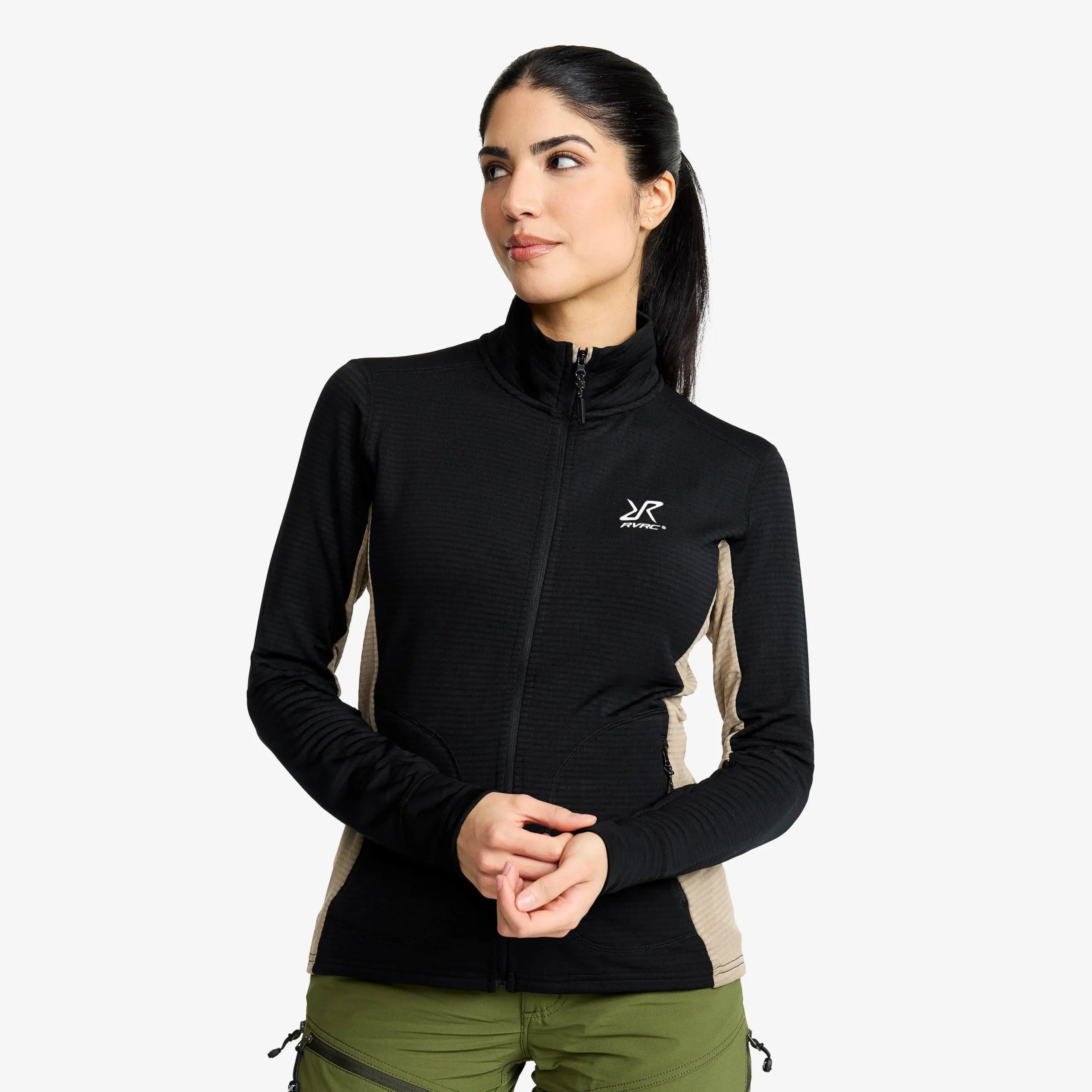 Waffle Full-zip Fleece Damen Black