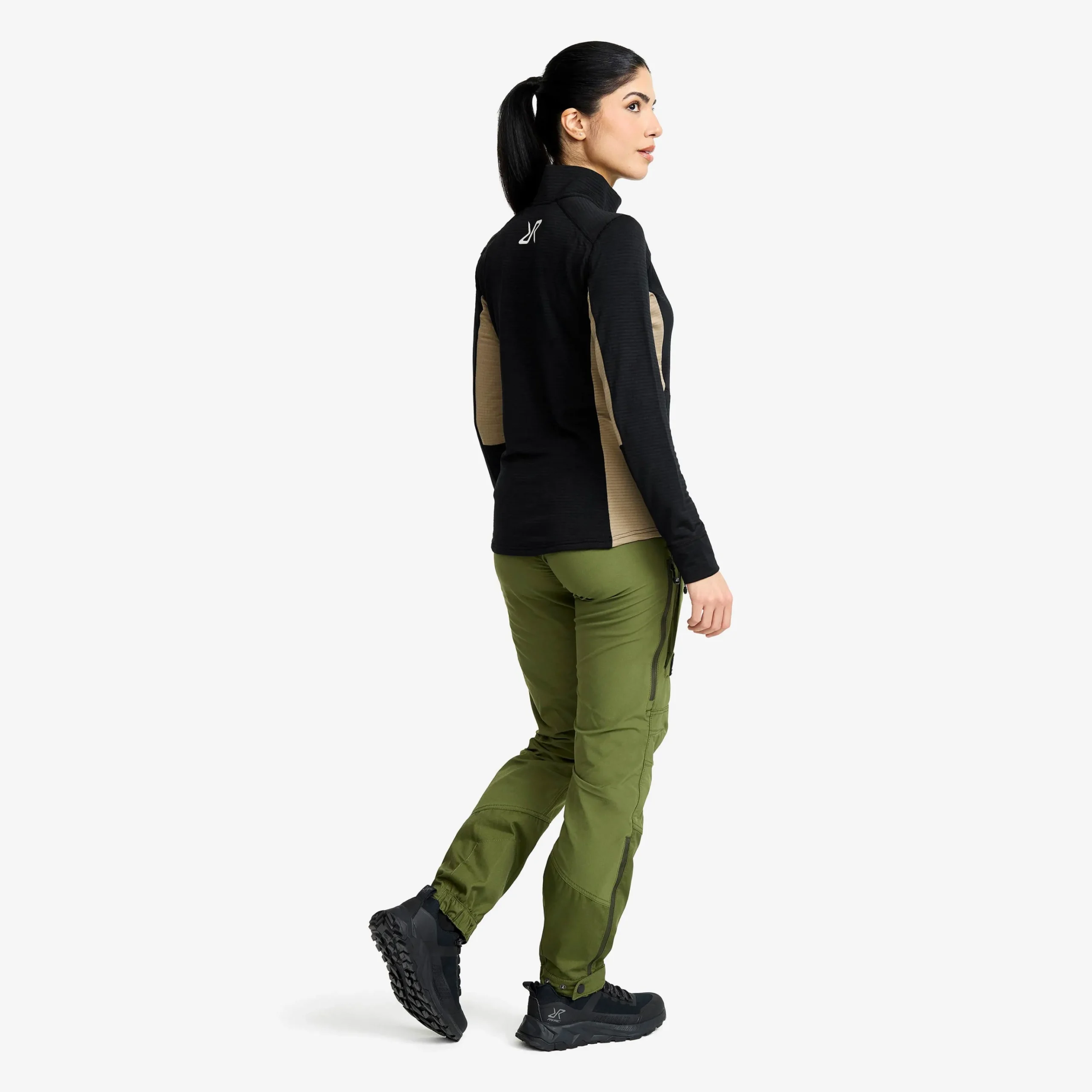 Waffle Full-zip Fleece Damen Black
