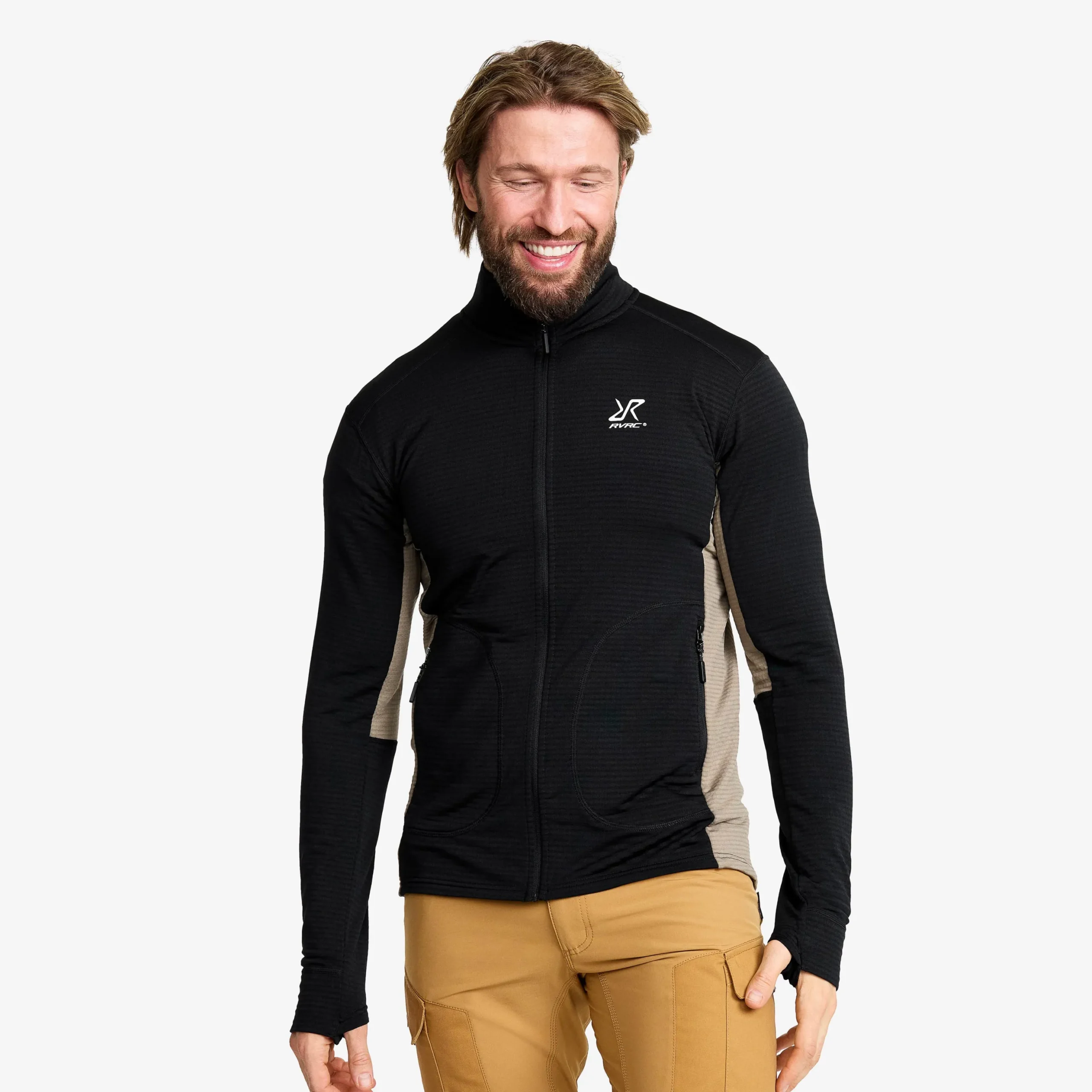 Waffle Full-zip Fleece Herren Black